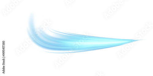 Light blue smooth air stream or breeze effect with motion blur for ventilation and climate control PNG	
