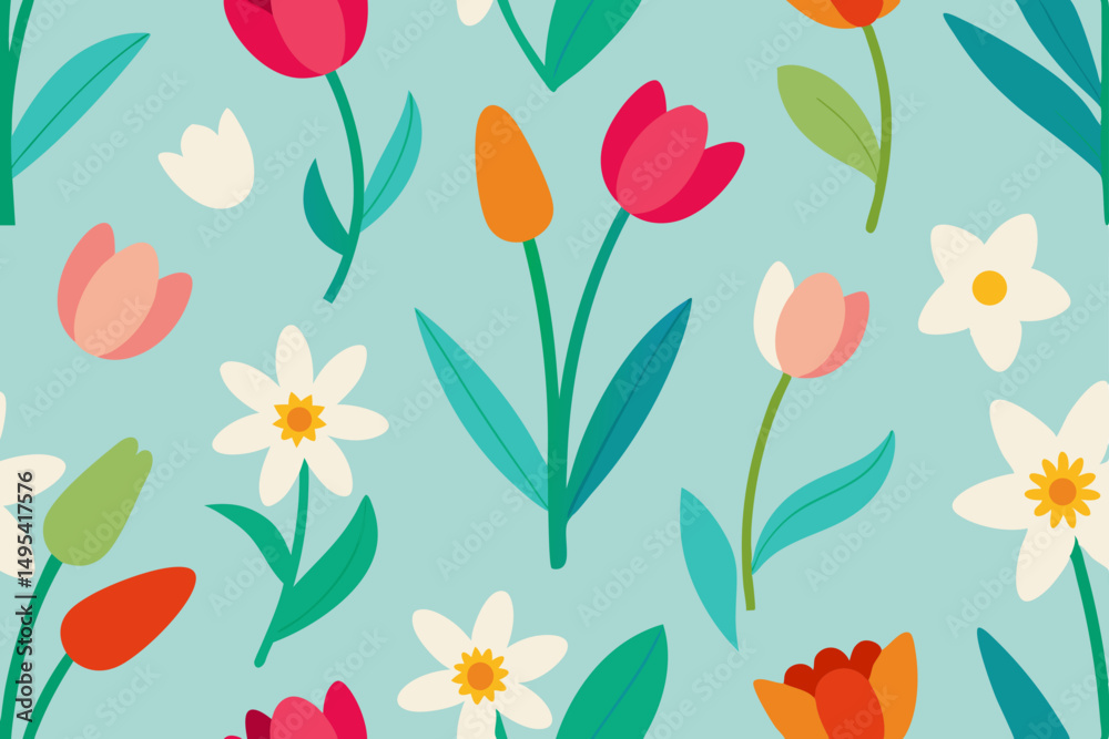 seamless pattern with tulips