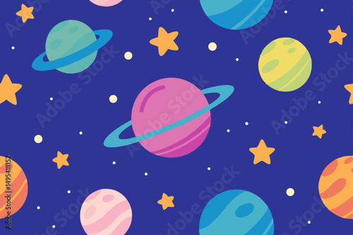 seamless pattern with planets and stars
