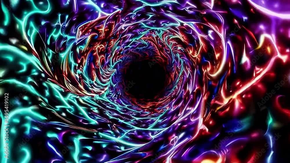 A hypnotic animated-style abstract video featuring fractals smoothly morphing in vibrant blue and purple tones. The effect is mesmerizing, creating a sense of endless motion.