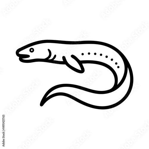Moray eel illustration in minimalist style on a white background  