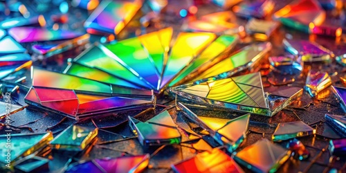 Vibrant Rainbow Crystal Fragments A Close-Up Macro Photograph