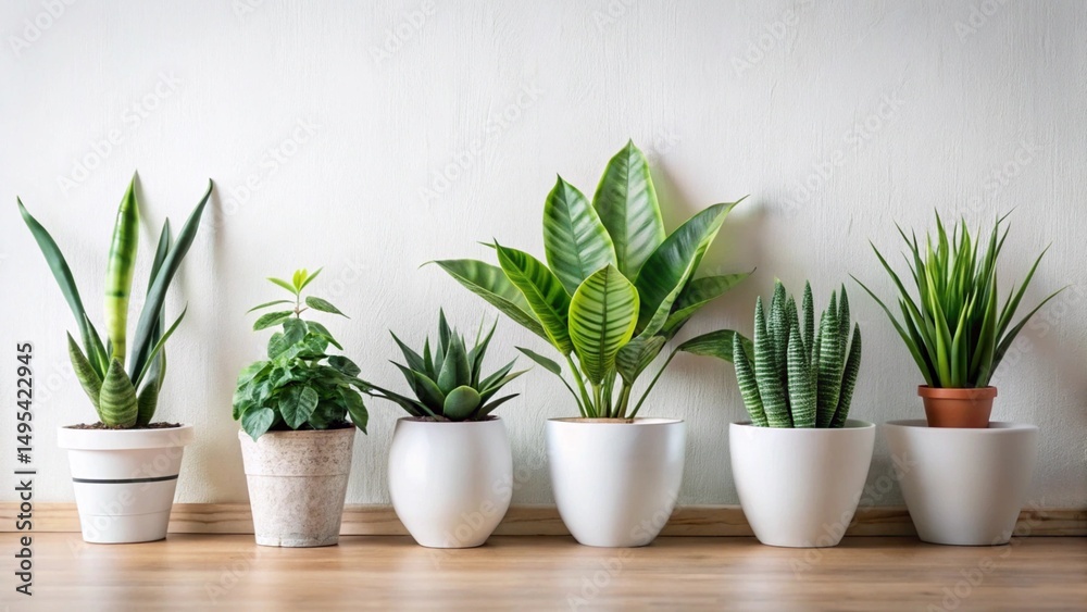 Obraz premium Collection of potted houseplants in minimalist interior
