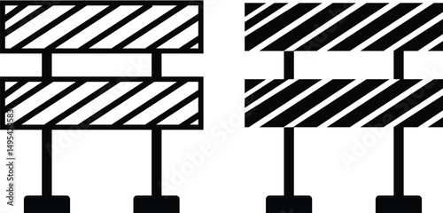 Road barrier icon Vector logo. Roadblock icon. Set of Road barrier or road block icon collection

