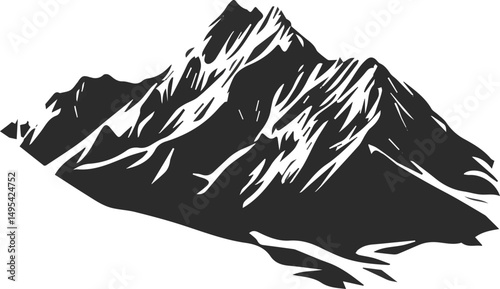 Vector illustration of mountain landscape with flying eagle silhouette and trees