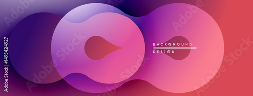 Abstract fluid shapes, vibrant gradients. Purple, pink, red hues blend seamlessly. Modern design element for backgrounds.