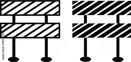 Road barrier icon Vector logo. Roadblock icon. Set of Road barrier or road block icon collection
