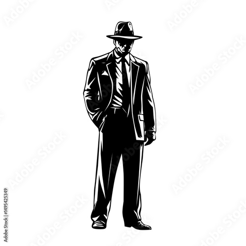 Mafia black and white silhouette