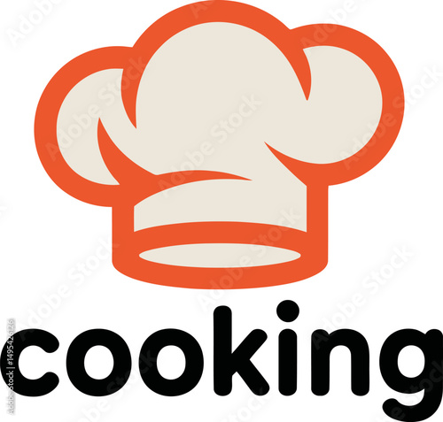 Simple and clean cooking logo featuring a chef hat and friendly typography. Perfect for food bloggers, cooking channels, or culinary brands.