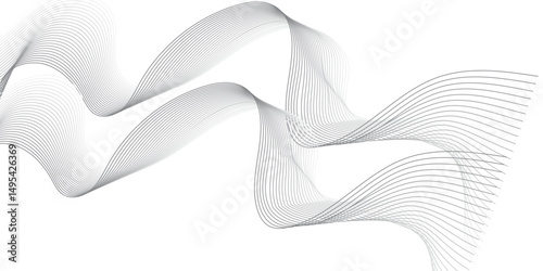 abstract background featuring a smooth, flowing wave made of thin black lines on a white background.The wave should have a three-dimensional appearance with gentle gradients and curves, giving a sense