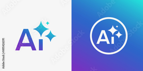 Artificial intelligence icons set. AI logo. Vector