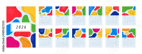 2026 Calendar Template. Week starts on Monday. Replaceable text. Portrait resolution