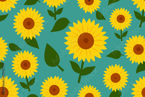 seamless pattern with sunflowers