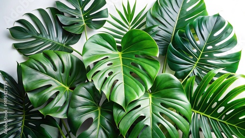 Wallpaper Mural Lush Tropical Monstera and Palm Leaves Background Torontodigital.ca