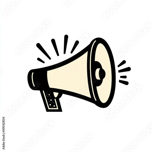 Retro megaphone graphic design, announcement, message, communication, illustration, vector, simple,  for social media