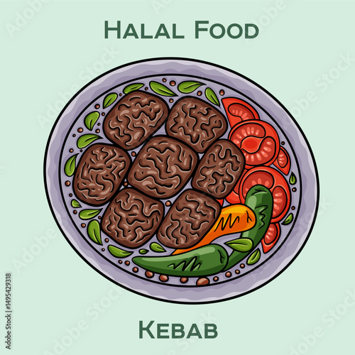 Kebab Halal is a delicious dish featuring marinated meat, typically grilled on skewers, prepared according to Islamic dietary laws