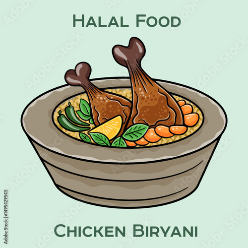 Chicken Biryani Halal is a flavorful and aromatic dish made with spiced basmati rice, tender halal chicken, and a blend of traditional herbs and spices.