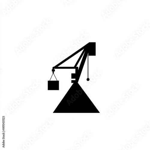 Silhouette of a Crane Lifting a Load photo