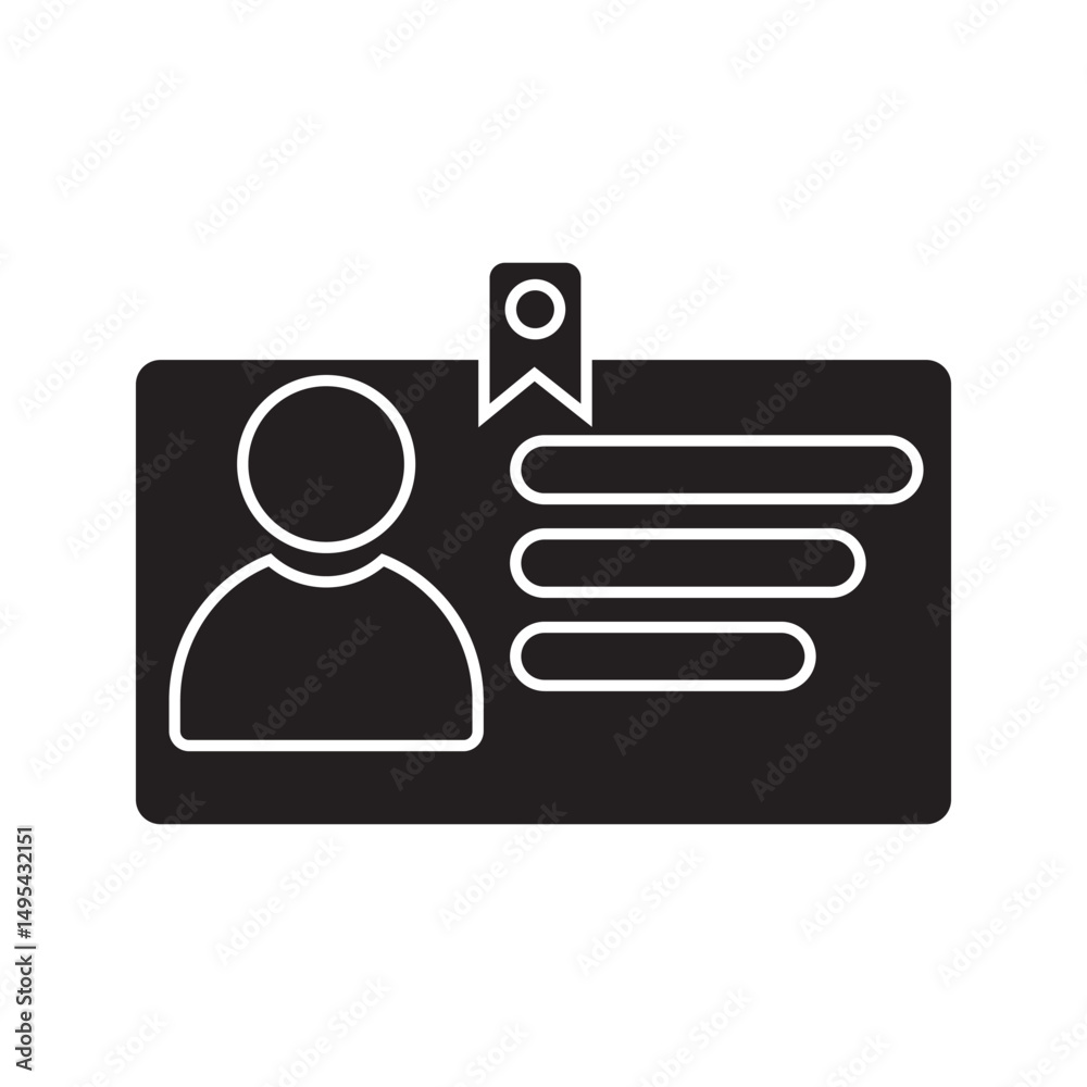 Id card icon in flat style. Identity card vector illustration isolated on white background for Driver licence. business card concept, student card and more Id card icon in flat style. Identity card vector illustration isolated on white background for Driver licence. business card concept, student card and more