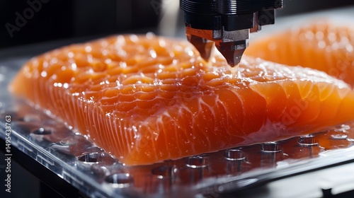 Food printing process with a honeycomb pattern.