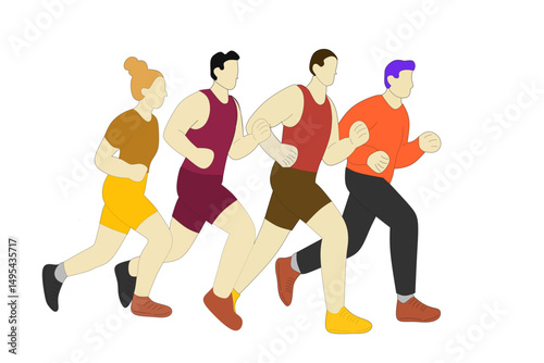 Vector group of people exercising