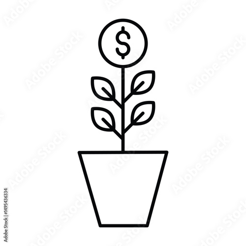 Payment Growth thinline icon, vector, pixel perfect, illustrator file 
