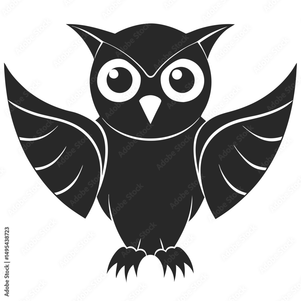 Fototapeta premium Barn owl with outspread wings silhouette