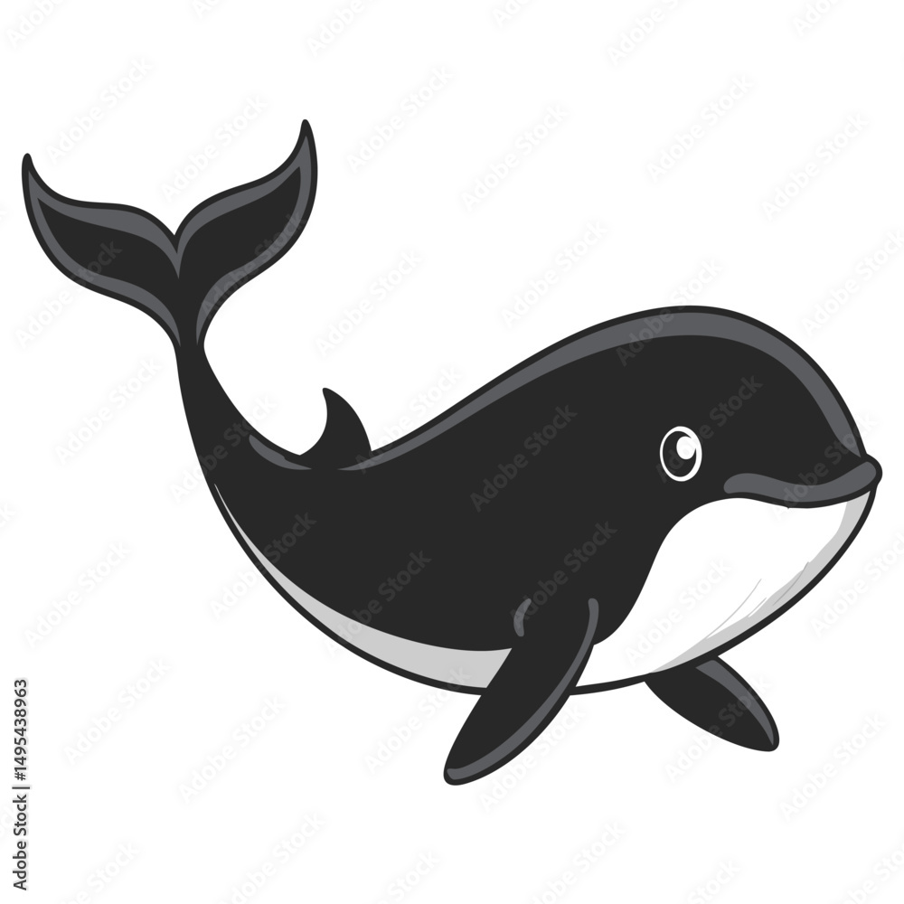 Fototapeta premium Arched back blue whale silhouette