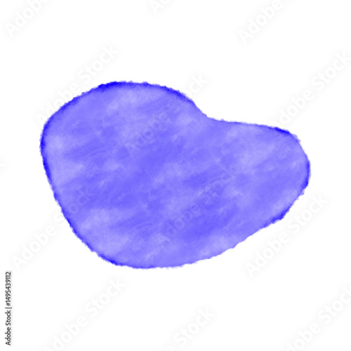 Bright and abstract blue organic shape against transparent, white background. Ideal for use in artistic, modern, and creative designs or projects involving dynamic and vibrant abstract elements.