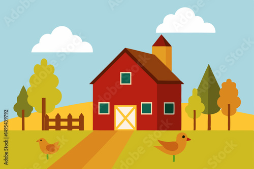 autumn landscape with houses