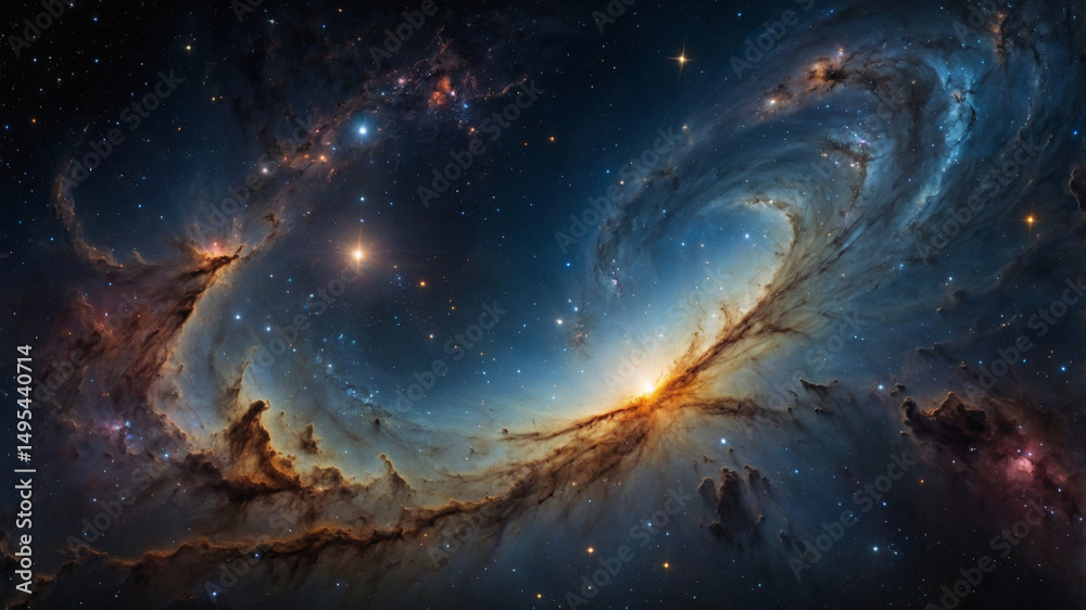 Obraz premium A breathtaking nebula fills the view, with stars shining across the dark canvas of space.