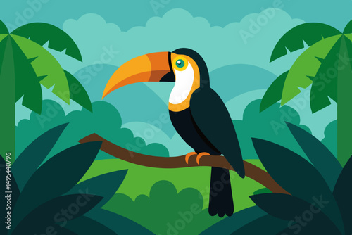toucan on a branch of tree