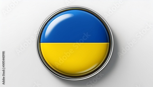 Free Download Runder Button mit Flagge der Ukraine – glänzend, 3D-Optik, isoliert auf Weiß - GFXLoad