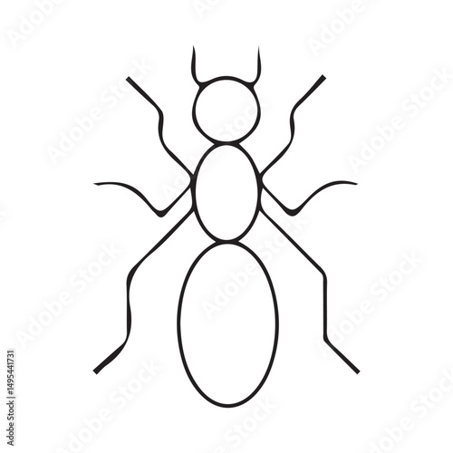 ant facing, isolated white background, minimalist design, logo graphic. vector illustration eps 10
