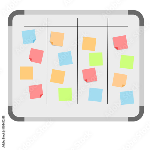 Flat Kanban Board Set – Project Management UI with Sticky Notes and Columns
