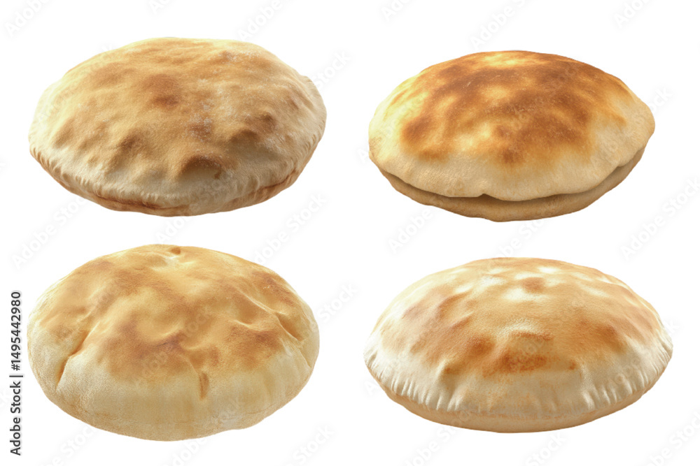 Assortment of freshly baked flatbreads displaying different textures and colors, ideal for food presentations and culinary uses Assortment of freshly baked flatbreads displaying different textures and colors, ideal for food presentations and culinary uses