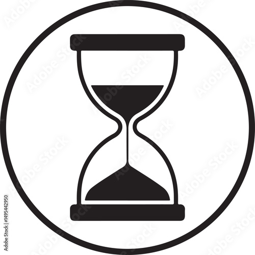 Simple Hourglass Time Silhouette Icon Graphic vector