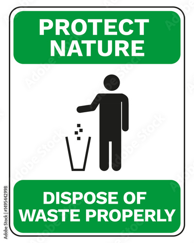 Protect Nature Sign – Dispose of Waste Properly Eco Quote Vector Design