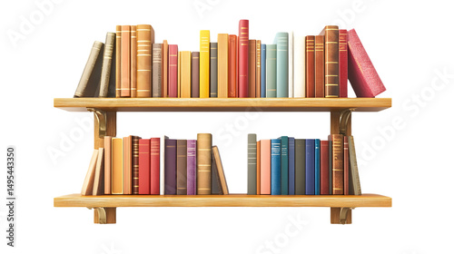 Modern Bookshelf on White Background for Interior Design Inspiration