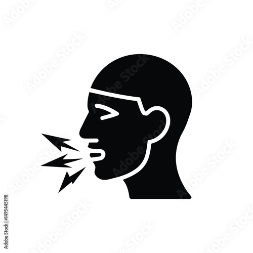 Person Coughing or Sneezing Illustration Black Silhouette of Viral Transmission and Airborne Illnesses