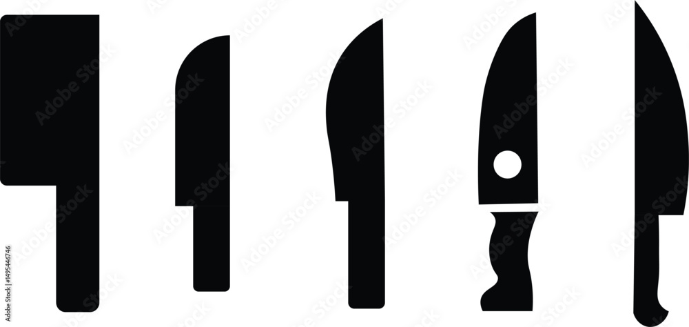 Fototapeta premium Knife glyph icon. Kitchen knife icon set 