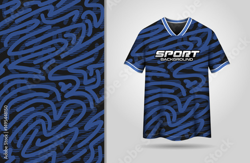 Sport jersey design with blue doodle pattern