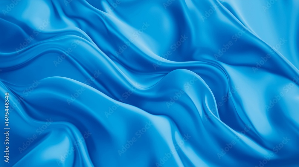 Obraz premium Abstract blue silk fabric drape waves