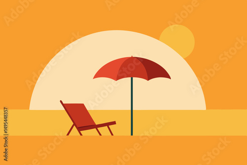 beach chair and umbrella