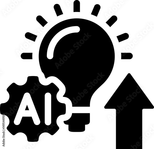 Ai innovation and progress icon. Silhouette style.