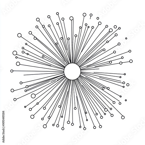 Abstract radial lines burst, design element, white background, graphic art, website decoration