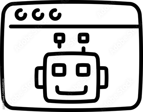 Chatbot in browser window icon - Editable Stroke SVG, fully scalable.