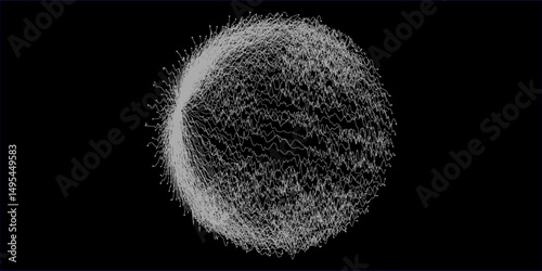 Bunch of Curved narrow white traces or trails on black