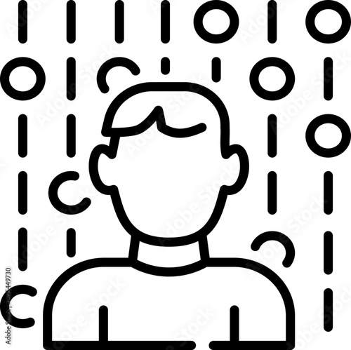 Facial recognition technology icon - Editable Stroke SVG, fully scalable.