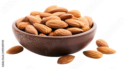 Fresh Almonds in White Bowl Isolated on Background for Healthy Snack Concept